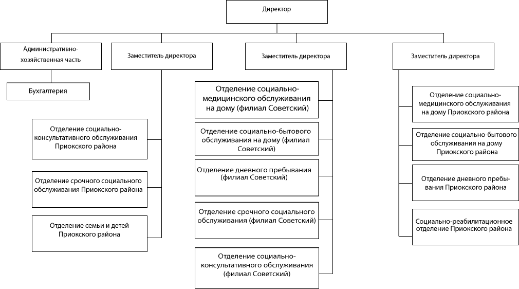 Структура ГБУ «Комплексный центр социального обслуживания населения «Мыза» Приокского района города Нижнего Новгорода»